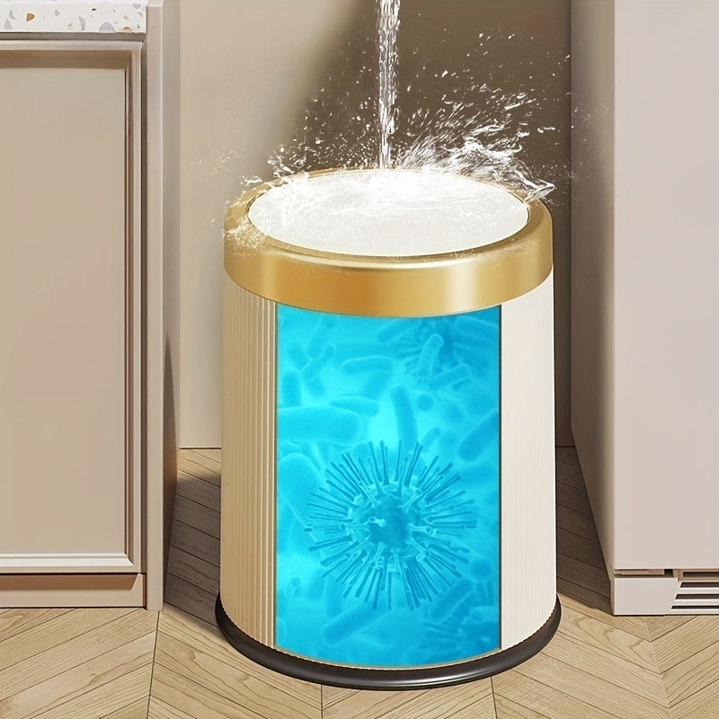 Luxury Oval Trash Can | Press-Top Waste Bin with Dual Inner Bucket – Kitchen, Home Organization