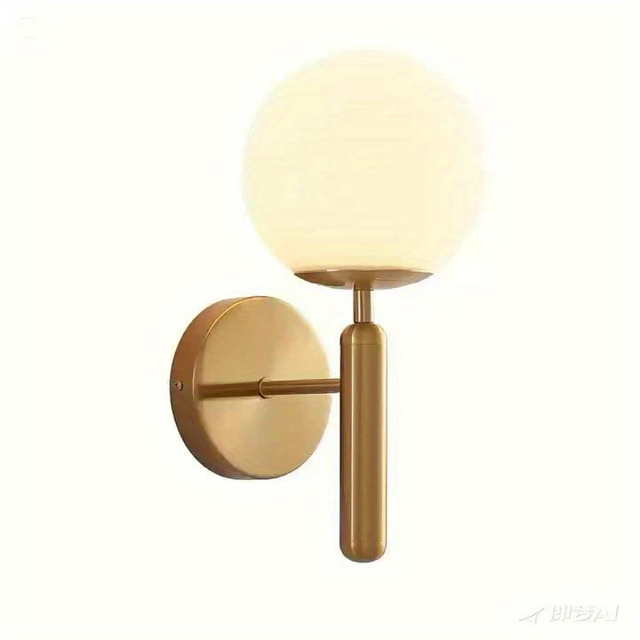 Modern Glass Globe Wall Sconce | Polished Metal Fixture – Home Decor, Ambient Lighting