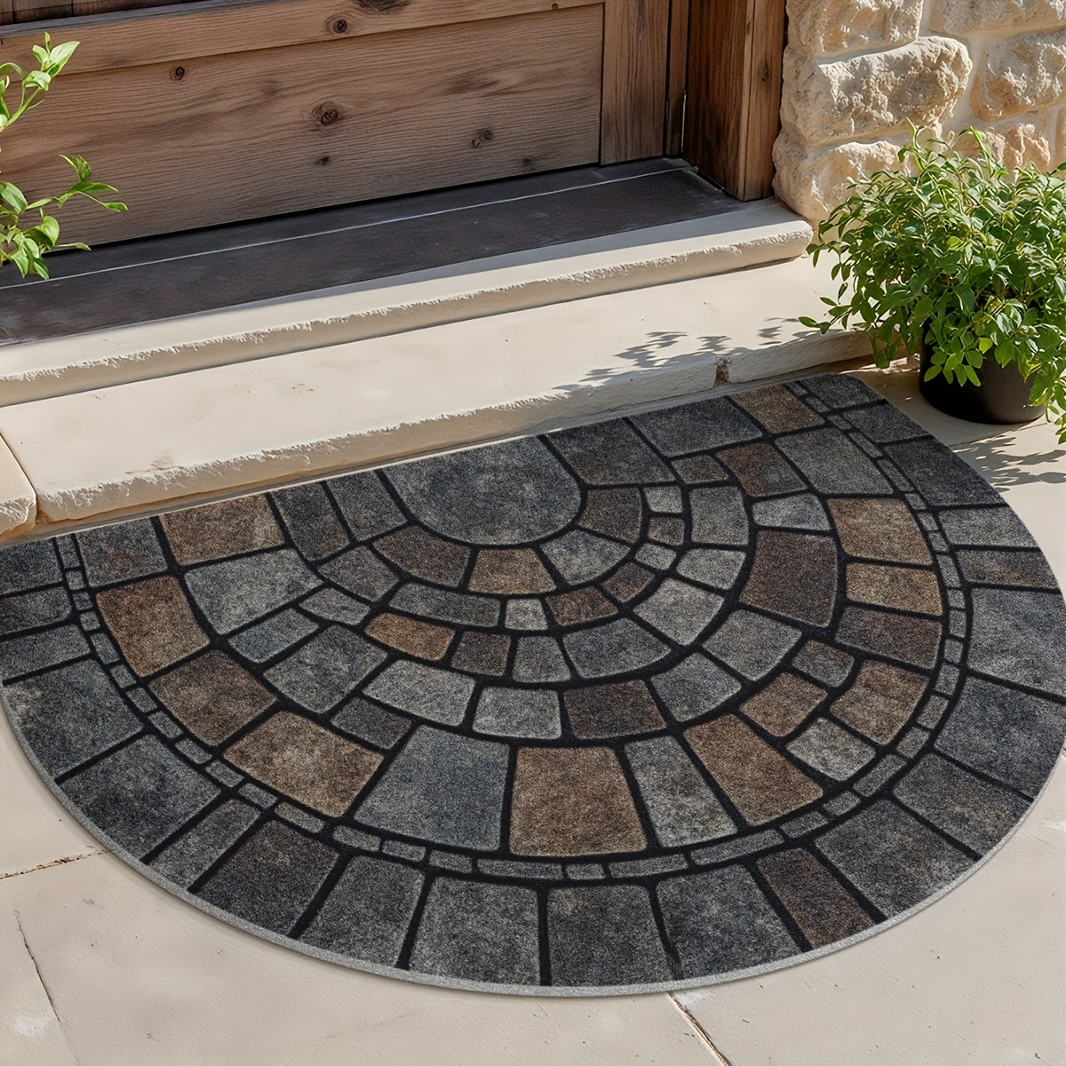 Half-Circle Mosaic Door Mat | Indoor & Outdoor Use – Home Decor, Entryway