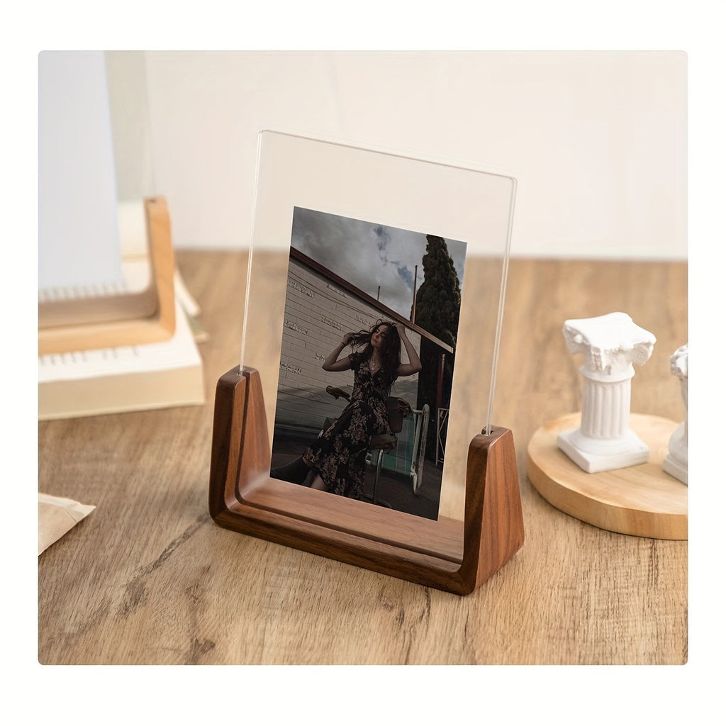 U-Shaped Acrylic & Wood Photo Frame | Modern Minimalist Design – Home Decor, Gift