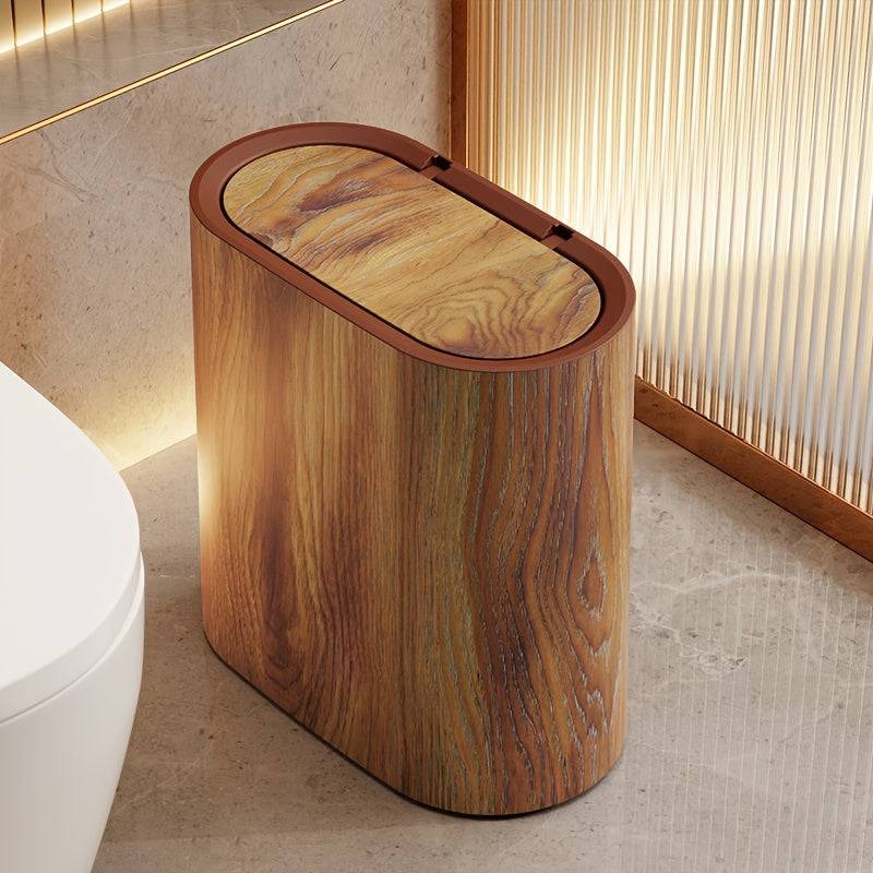 Marble Pattern Trash Can | Modern Bathroom & Kitchen Bin with Lid – Space-Saving, Home