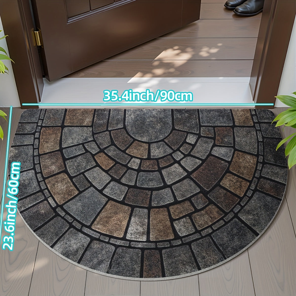 Half-Circle Mosaic Door Mat | Indoor & Outdoor Use – Home Decor, Entryway