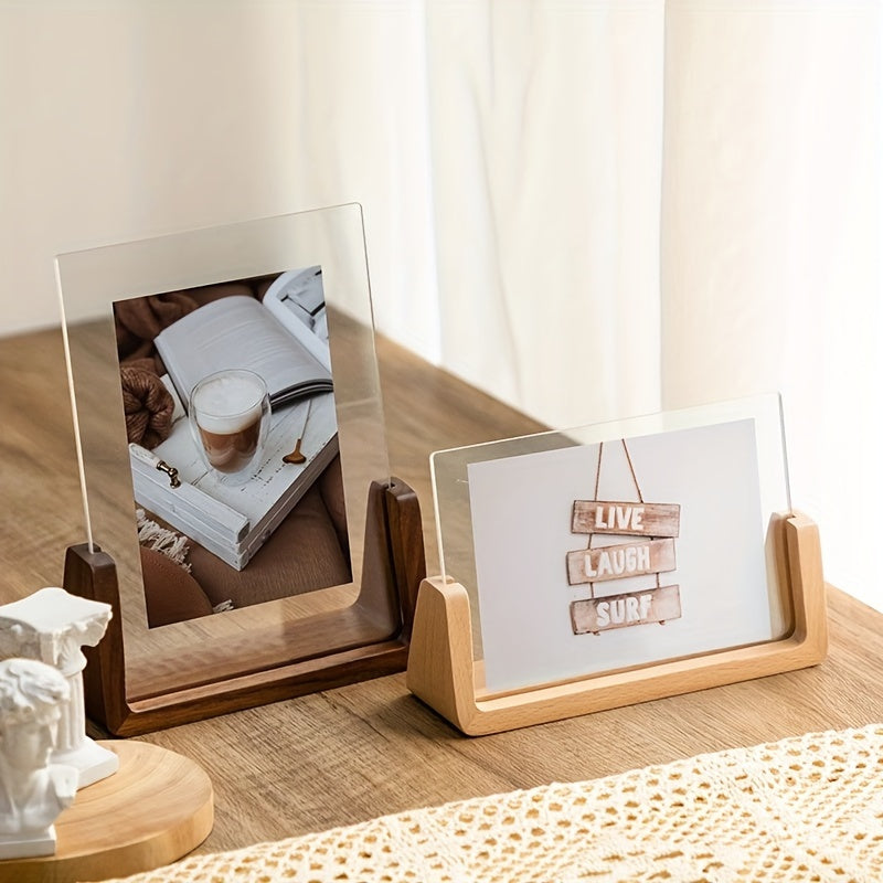 U-Shaped Acrylic & Wood Photo Frame | Modern Minimalist Design – Home Decor, Gift