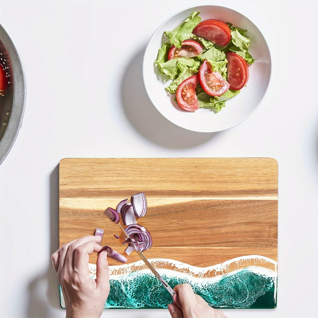 Wave Resin Cutting Board | Acacia Wood Cheese & Serving Board – Kitchen, Dining
