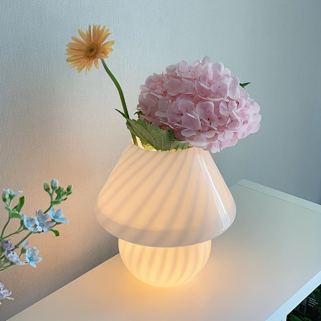 Murano-Style Glass Mushroom Lamp | USB Dimmable Light – Home Decor, Gift