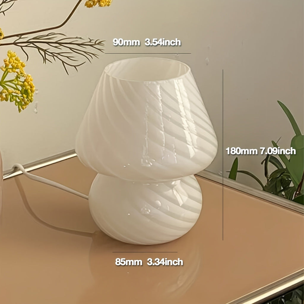 Murano-Style Glass Mushroom Lamp | USB Dimmable Light – Home Decor, Gift