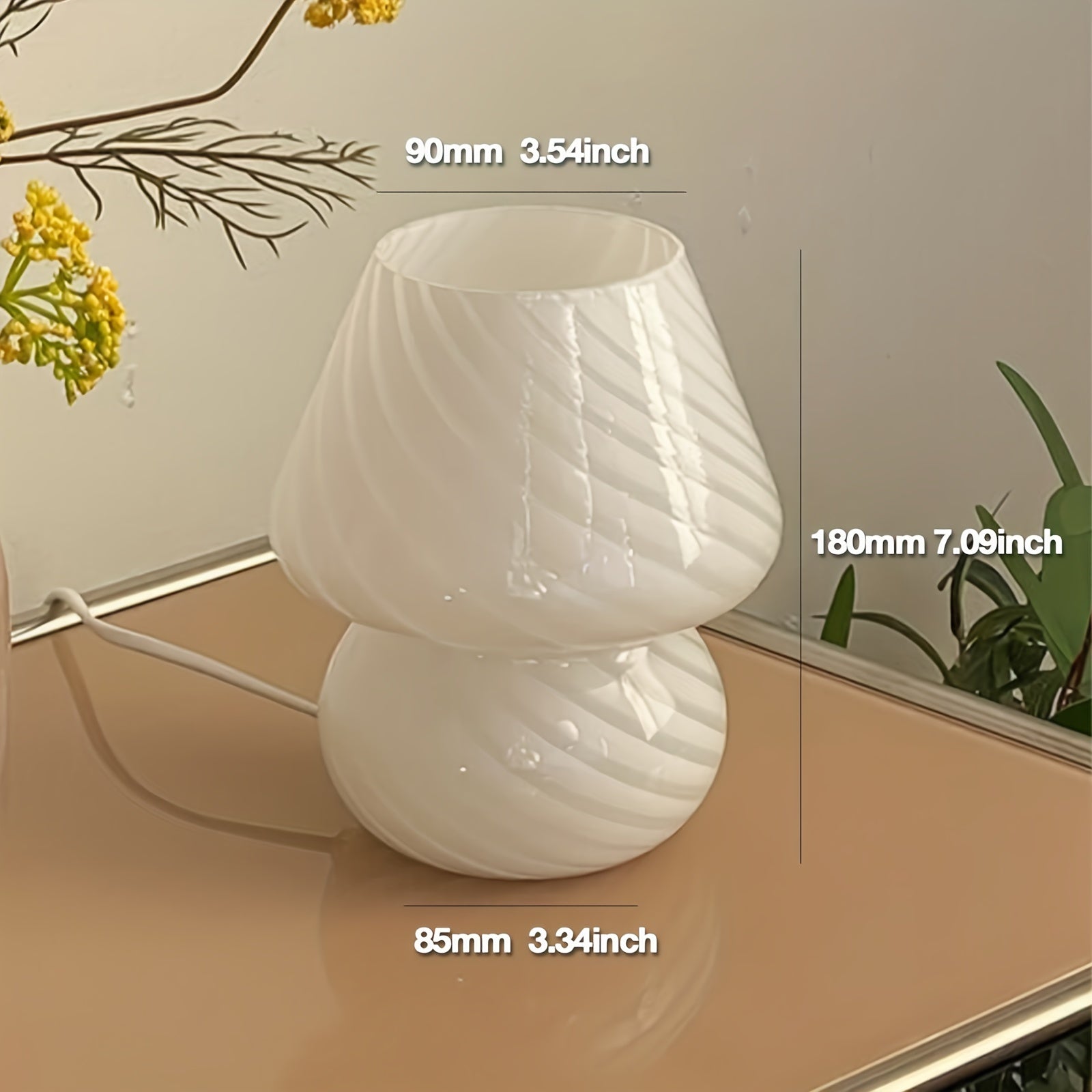 Murano-Style Glass Mushroom Lamp | USB Dimmable Light – Home Decor, Gift