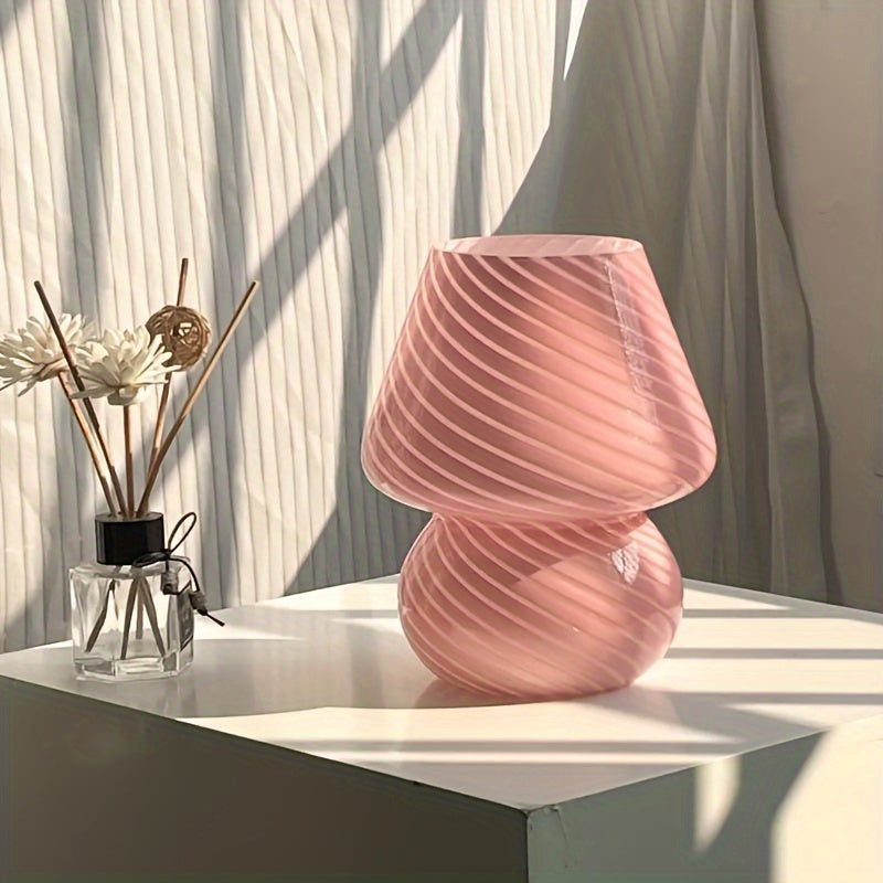 Murano-Style Glass Mushroom Lamp | USB Dimmable Light – Home Decor, Gift