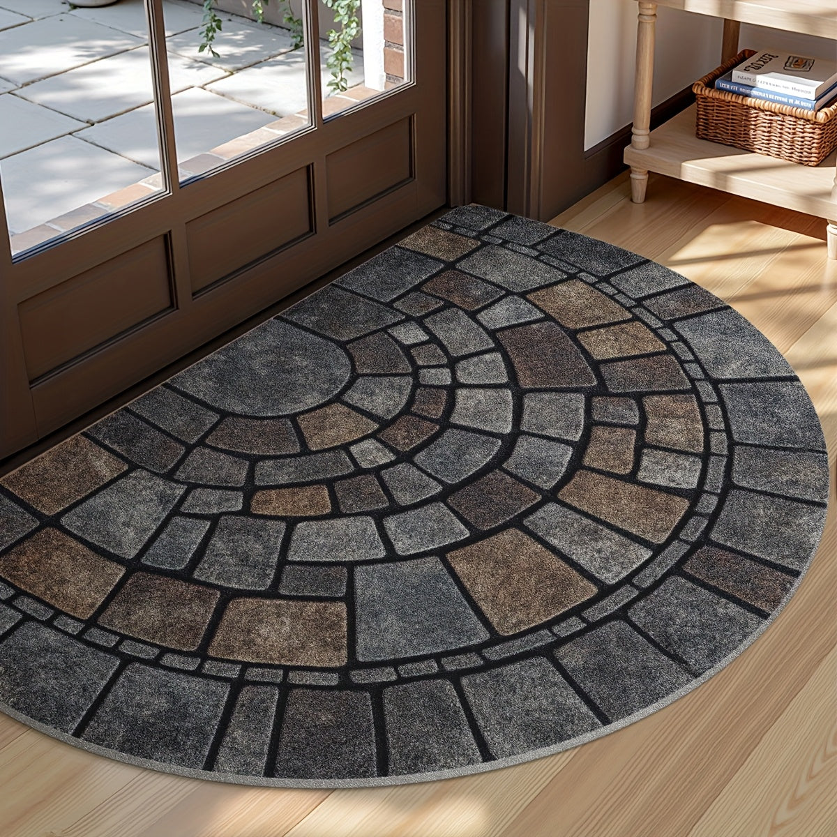 Half-Circle Mosaic Door Mat | Indoor & Outdoor Use – Home Decor, Entryway