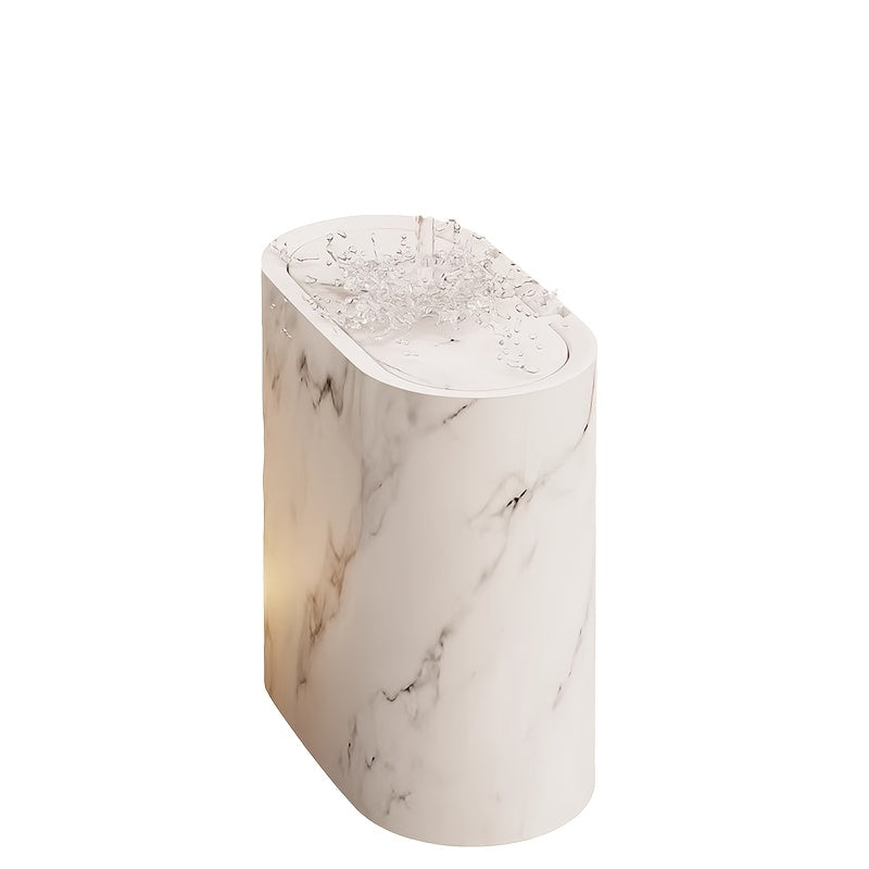Marble Pattern Trash Can | Modern Bathroom & Kitchen Bin with Lid – Space-Saving, Home