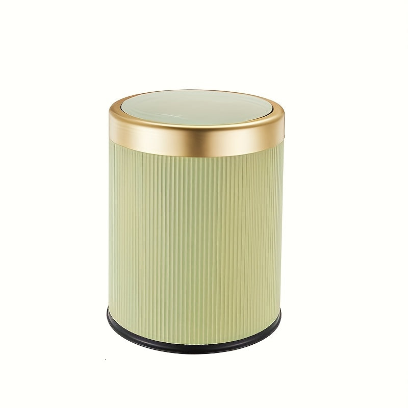 Luxury Oval Trash Can | Press-Top Waste Bin with Dual Inner Bucket – Kitchen, Home Organization