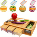 Bamboo Cutting Board with Storage Trays & Graters – Kitchen Prep, Space-Saving