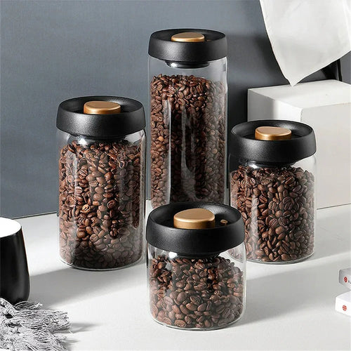 Coffee Bean Storage Jar – Airtight, Space-Saving – Kitchen, Home