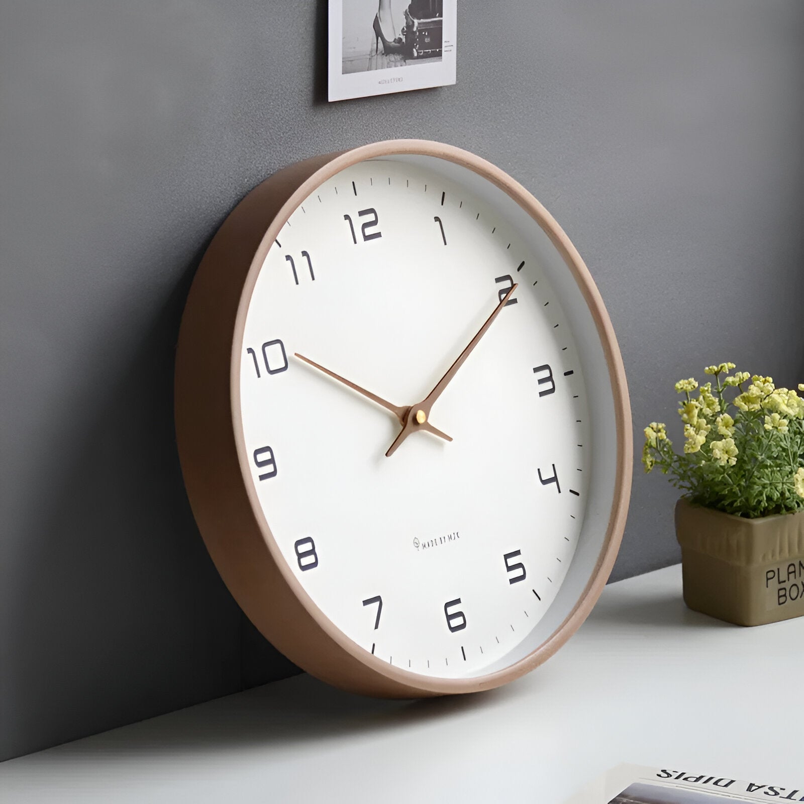 Nordic Wall Clock | Minimalist Wood Frame Design – Home Decor, Gift