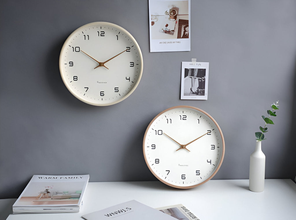 Nordic Wall Clock | Minimalist Wood Frame Design – Home Decor, Gift
