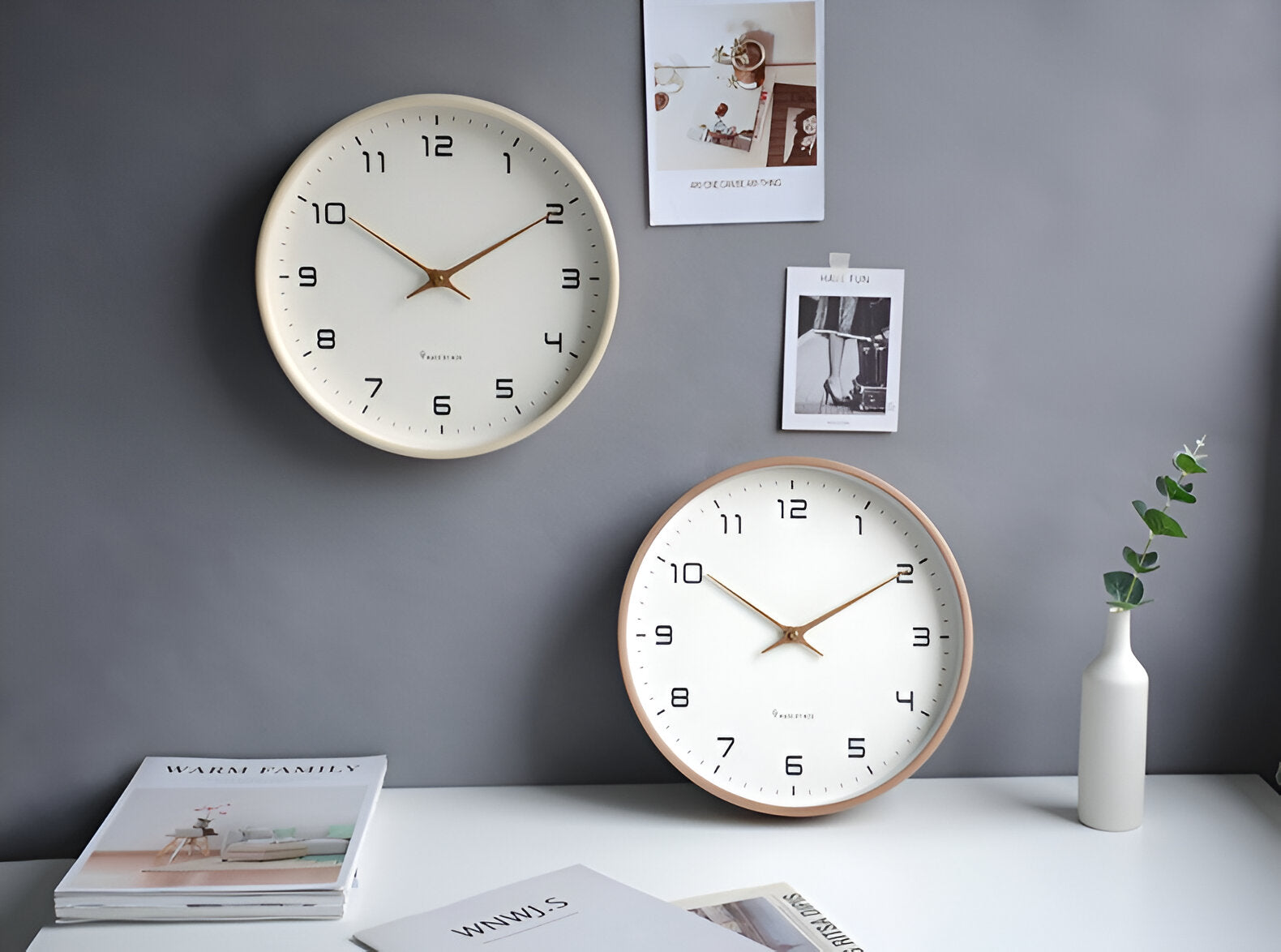 Nordic Wall Clock | Minimalist Wood Frame Design – Home Decor, Gift