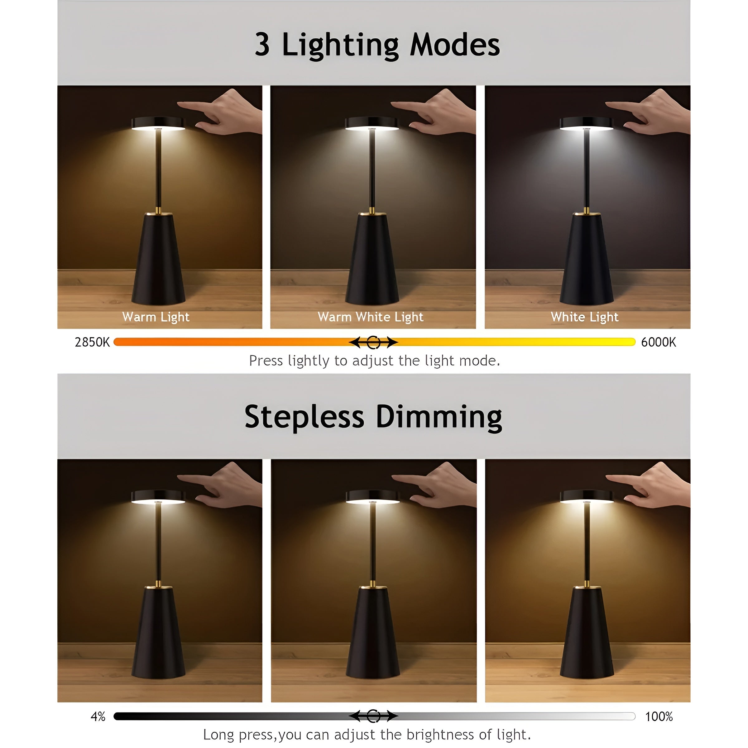 Sleek Wireless Rechargeable Table Lamp – Home Office, Gift