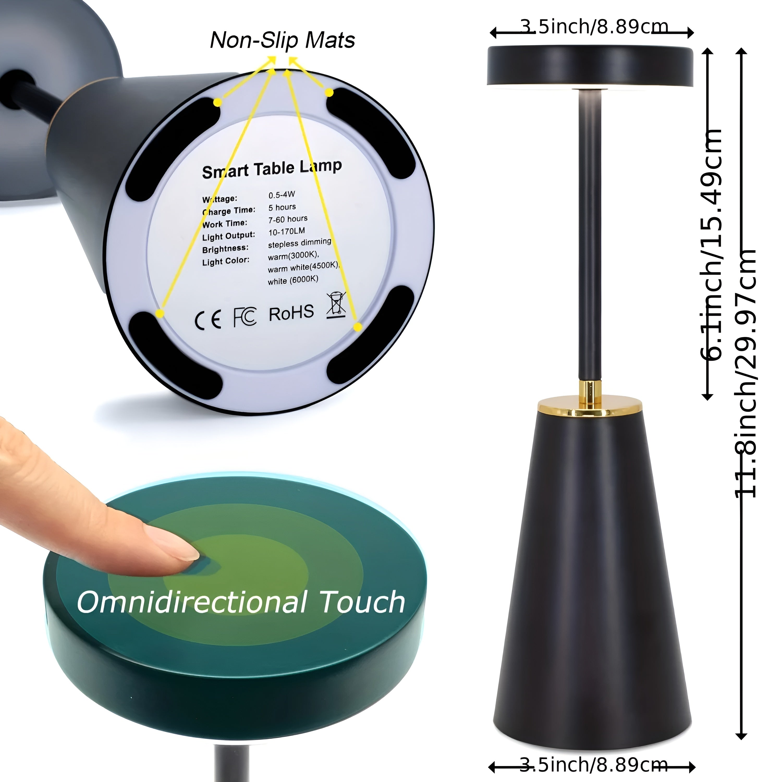 Sleek Wireless Rechargeable Table Lamp – Home Office, Gift