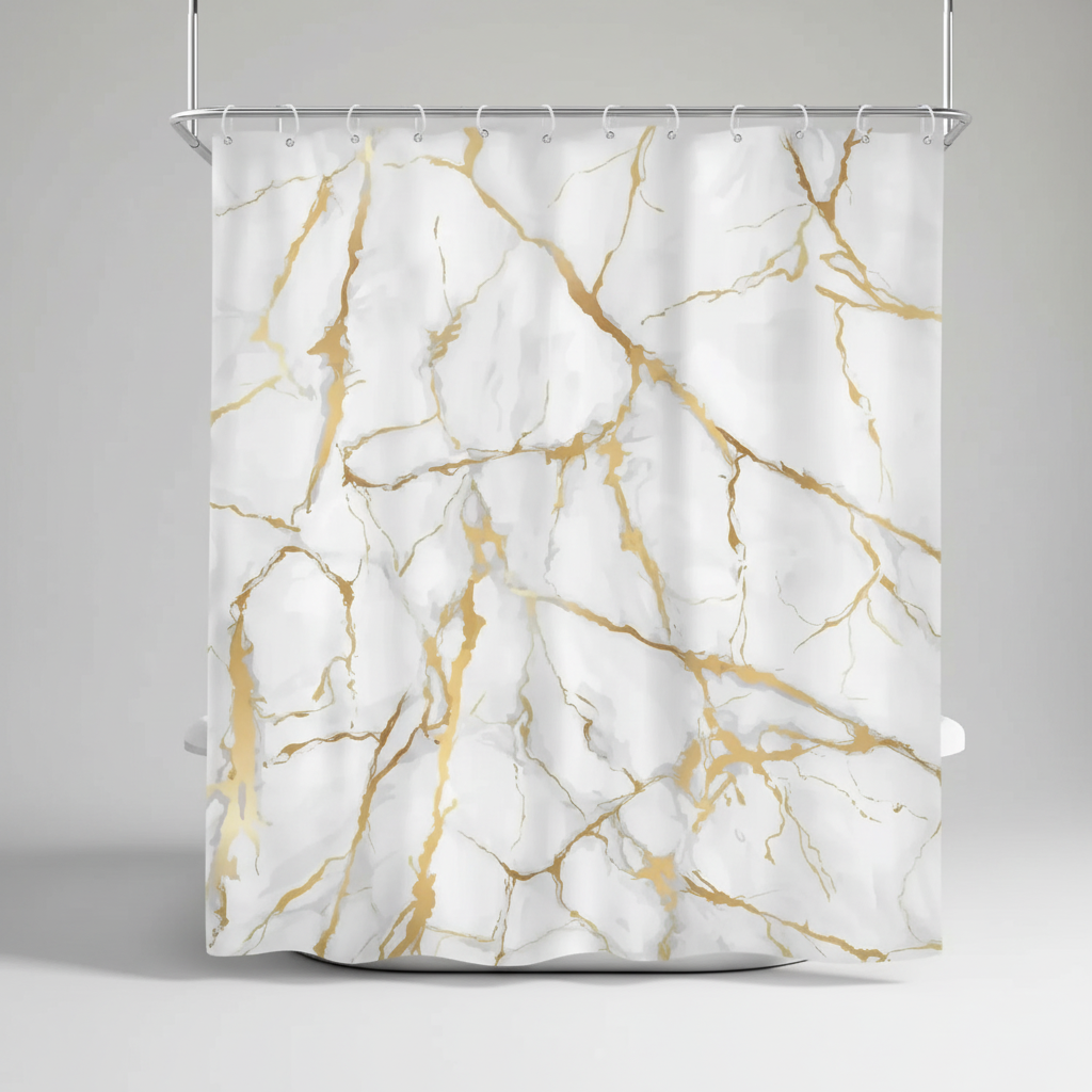 Marble Pattern Shower Curtain – Bathroom Decor, Home Accessories