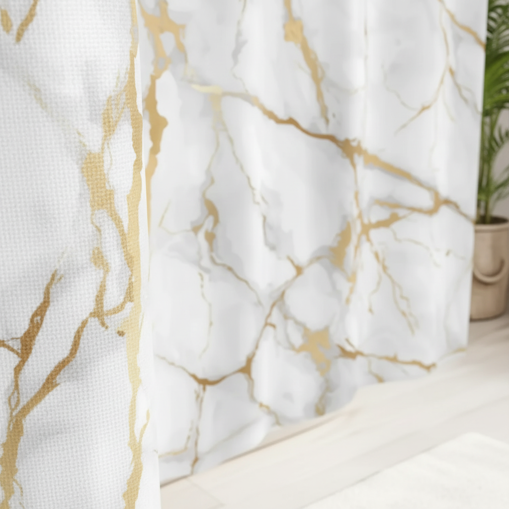 Marble Pattern Shower Curtain – Bathroom Decor, Home Accessories