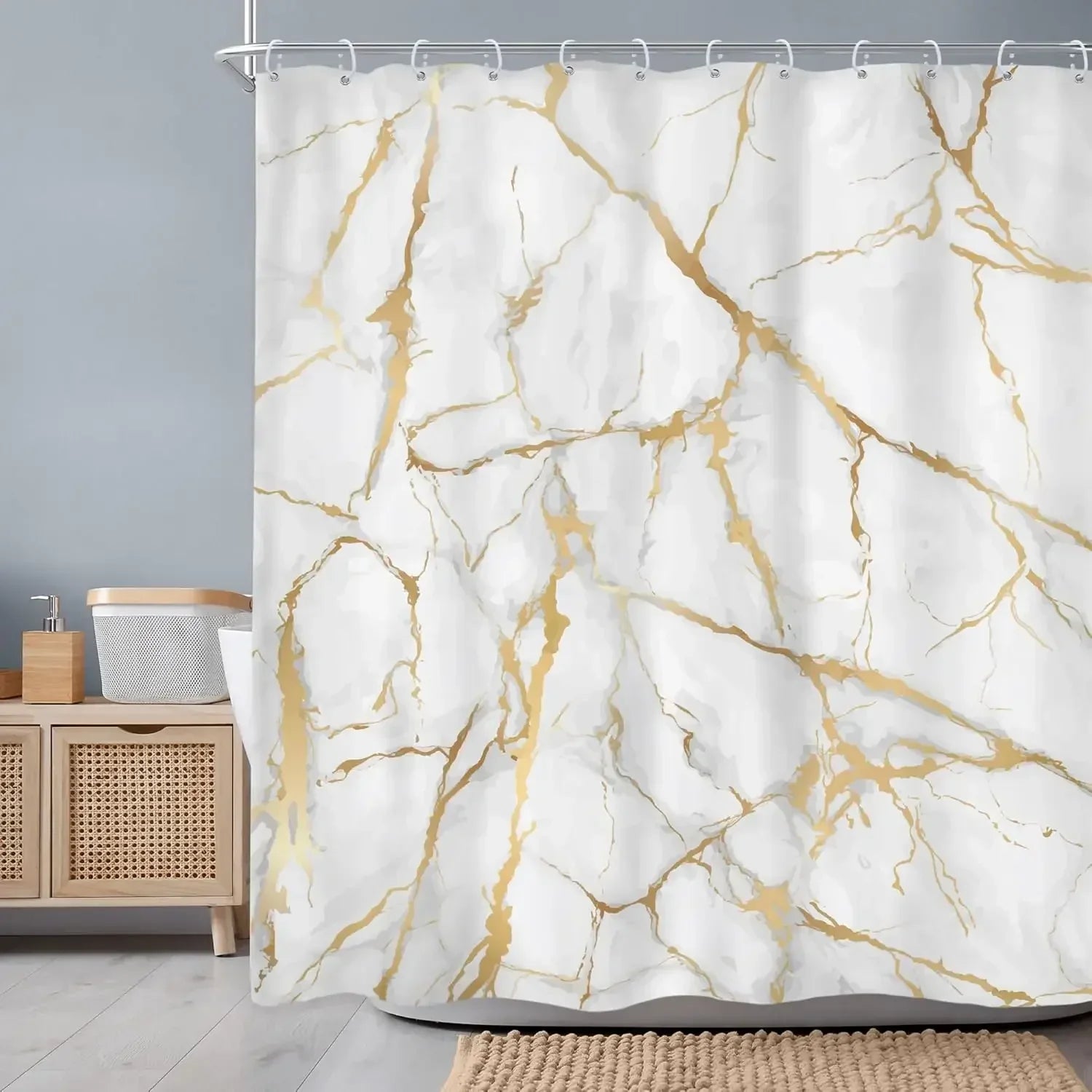 Marble Pattern Shower Curtain – Bathroom Decor, Home Accessories