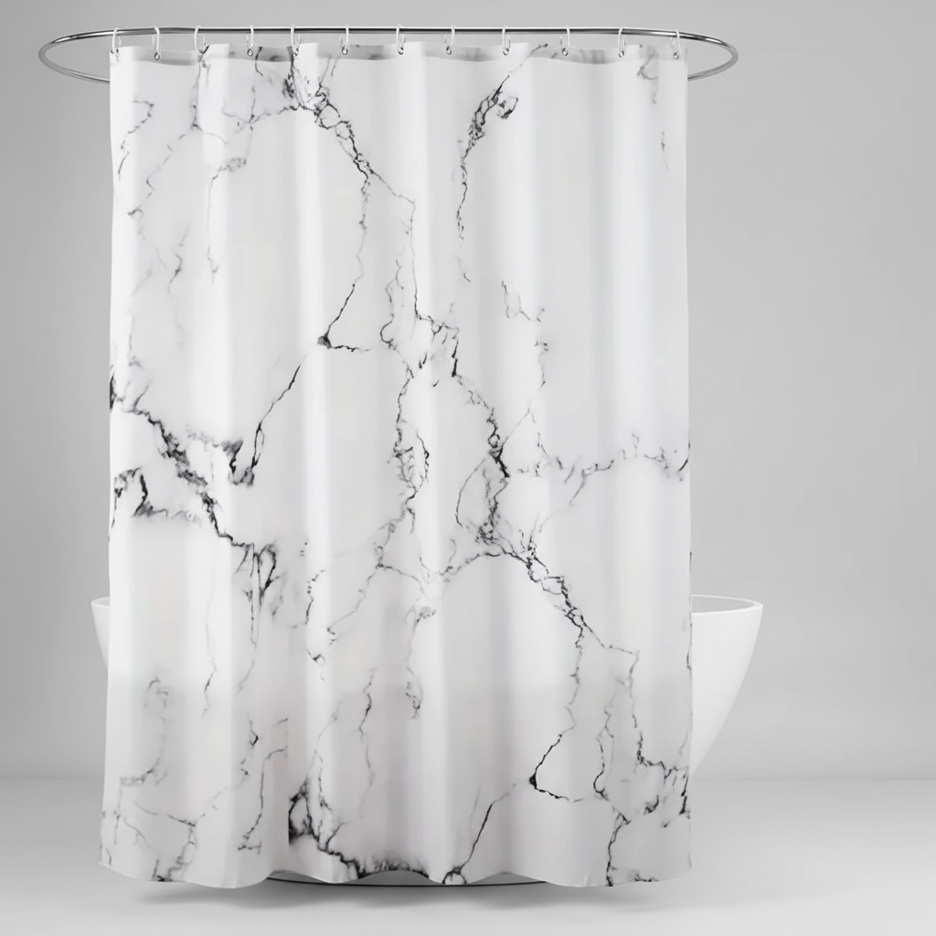 Marble Pattern Shower Curtain – Bathroom Decor, Home Accessories