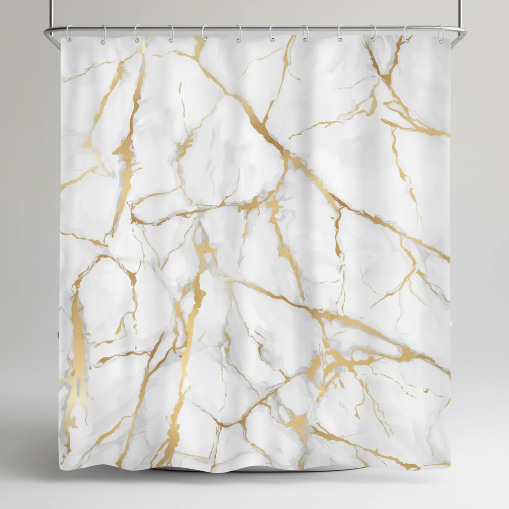 Marble Pattern Shower Curtain – Bathroom Decor, Home Accessories