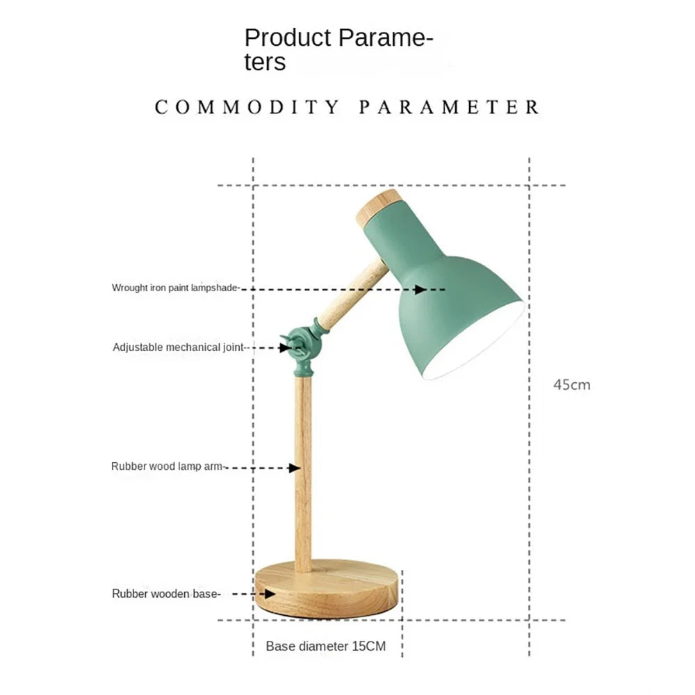 Nordic Wooden Desk Lamp | Adjustable Modern Light – Home Office, Gift