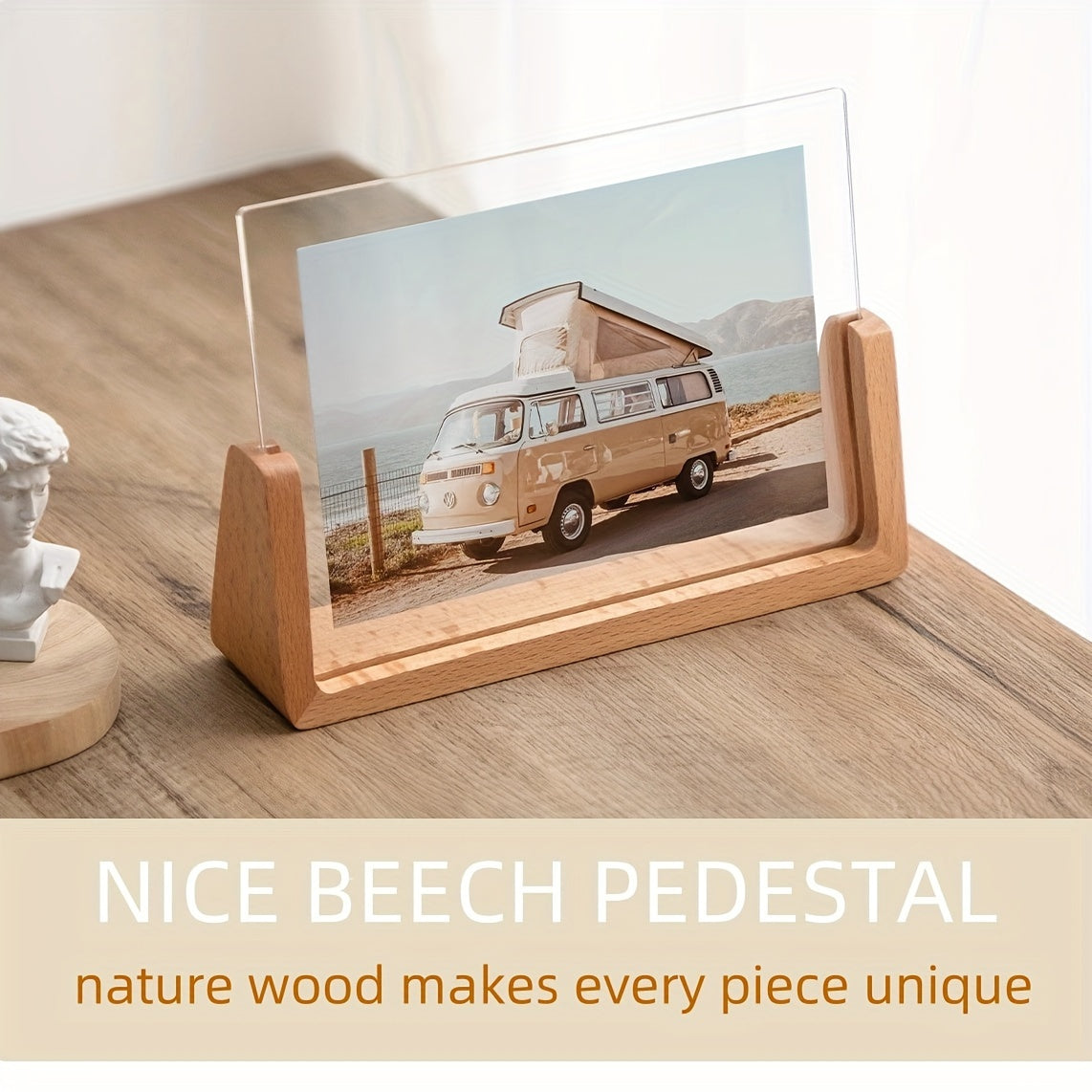 U-Shaped Acrylic & Wood Photo Frame | Modern Minimalist Design – Home Decor, Gift