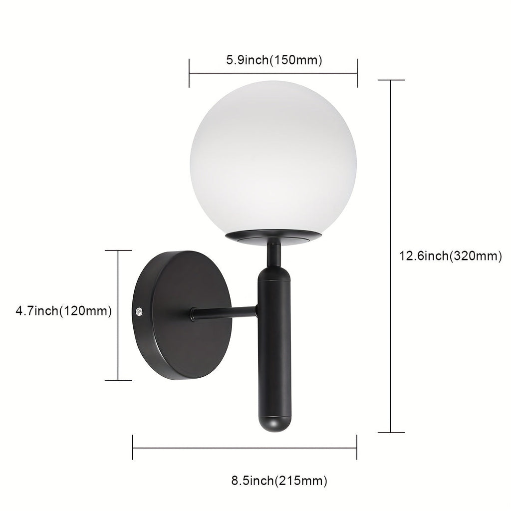 Modern Glass Globe Wall Sconce | Polished Metal Fixture – Home Decor, Ambient Lighting
