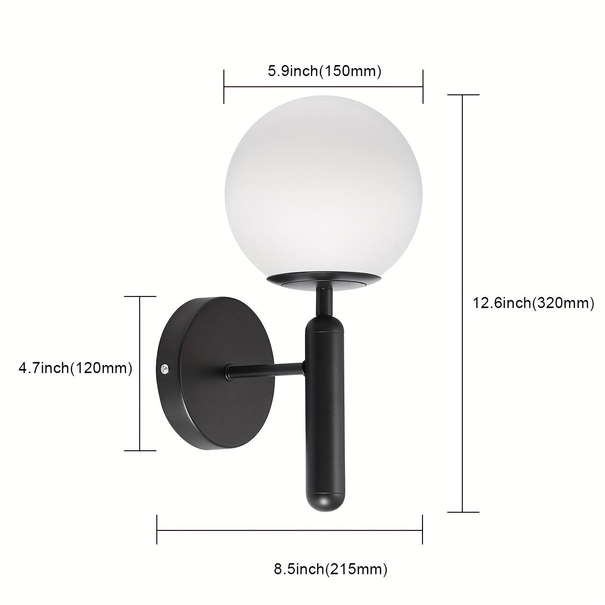 Modern Glass Globe Wall Sconce | Polished Metal Fixture – Home Decor, Ambient Lighting