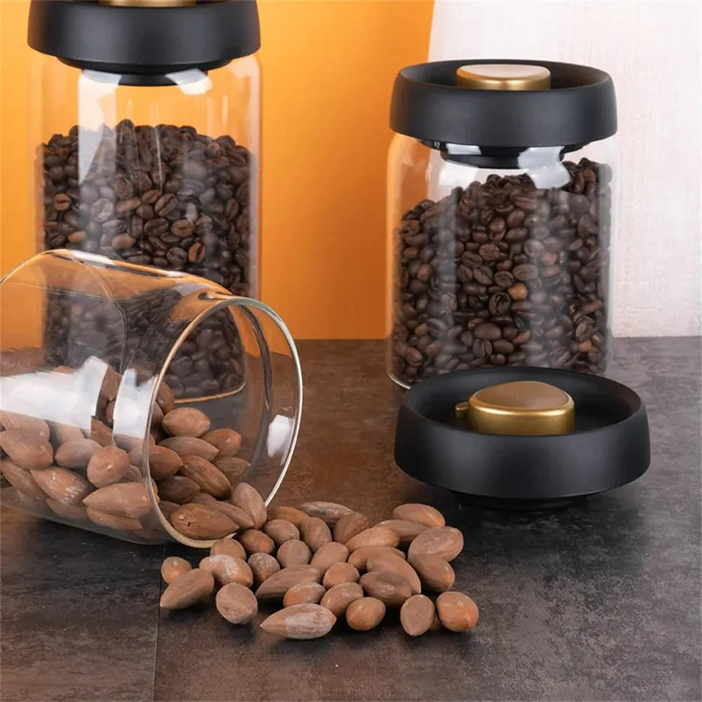 Coffee Bean Storage Jar – Airtight, Space-Saving – Kitchen, Home