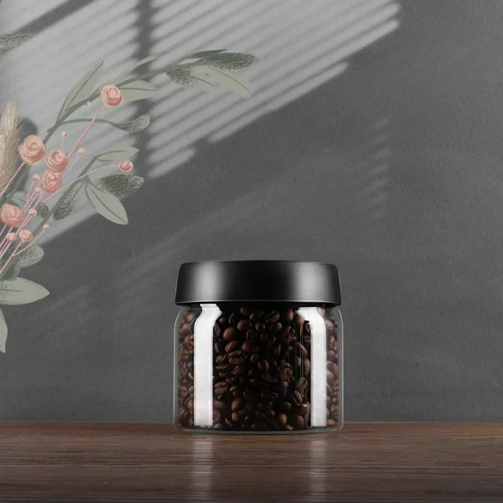 Coffee Bean Storage Jar – Airtight, Space-Saving – Kitchen, Home