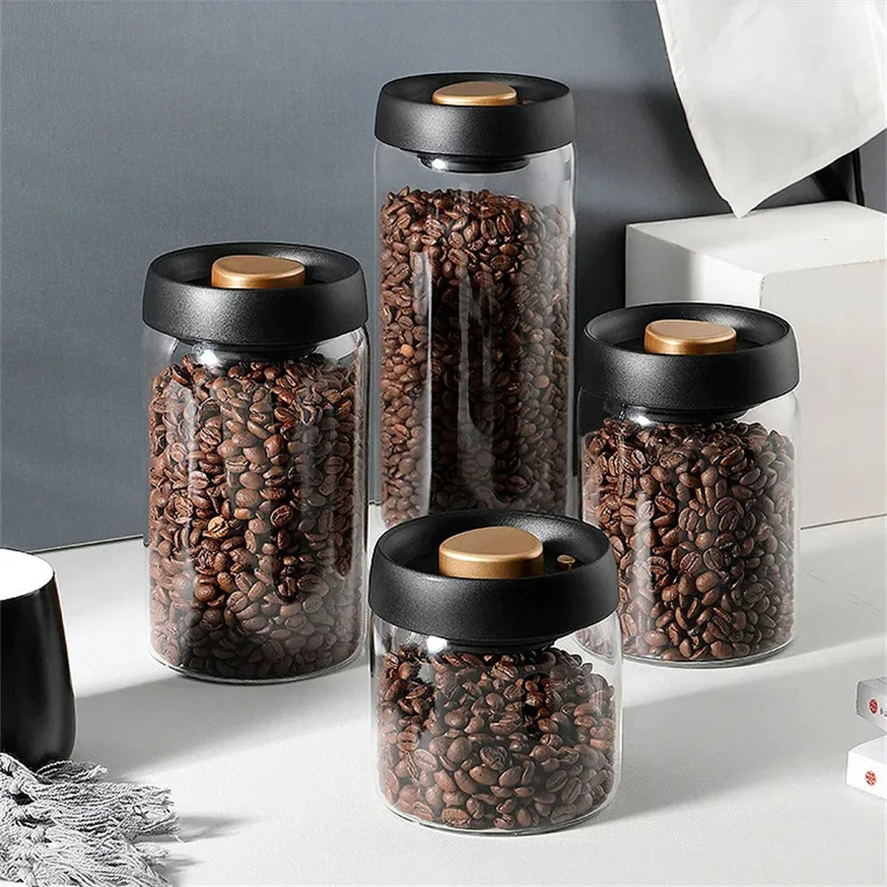 Coffee Bean Storage Jar – Airtight, Space-Saving – Kitchen, Home