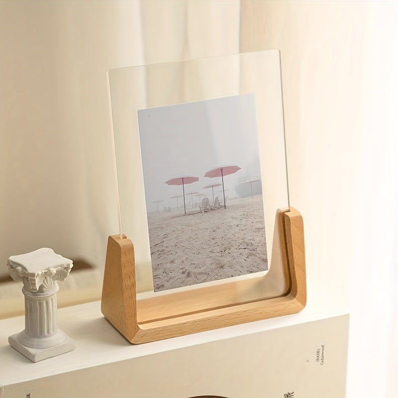 U-Shaped Acrylic & Wood Photo Frame | Modern Minimalist Design – Home Decor, Gift