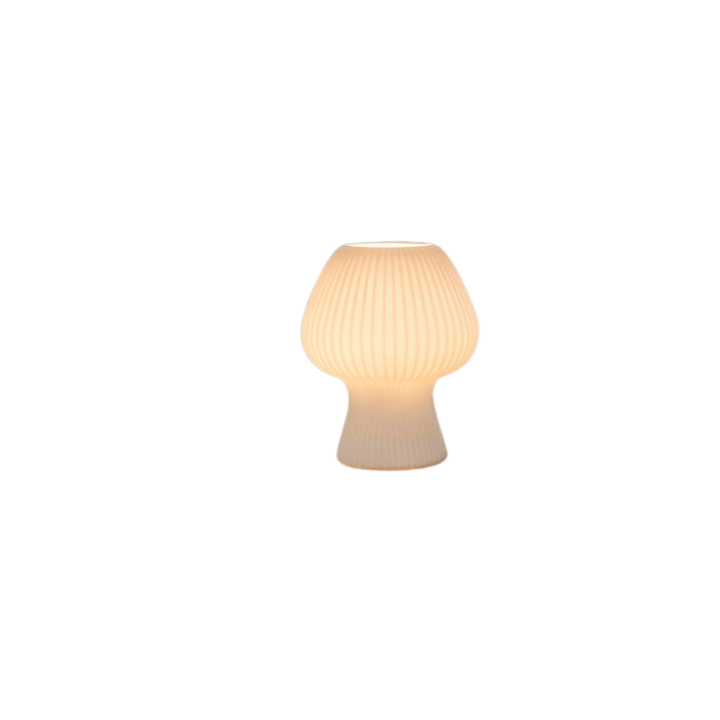 Vintage Ribbed Glass Mushroom Bedside Table Lamp – Home Decor, Gift