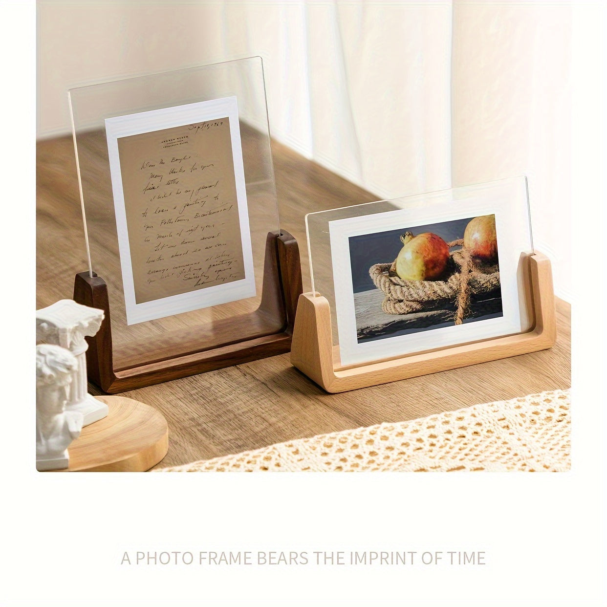U-Shaped Acrylic & Wood Photo Frame | Modern Minimalist Design – Home Decor, Gift
