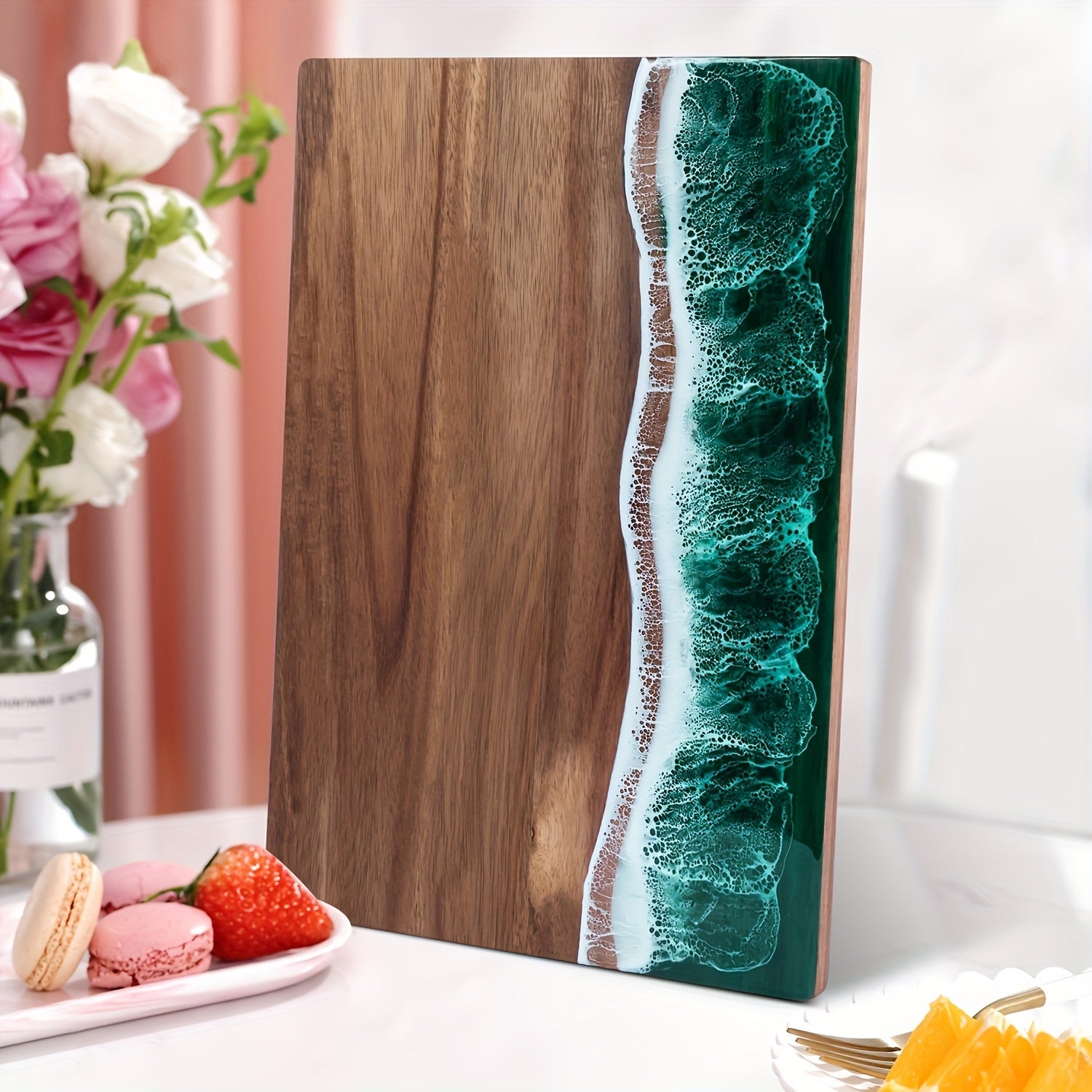 Wave Resin Cutting Board | Acacia Wood Cheese & Serving Board – Kitchen, Dining