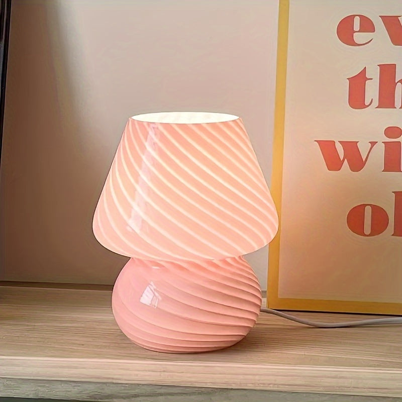 Murano-Style Glass Mushroom Lamp | USB Dimmable Light – Home Decor, Gift