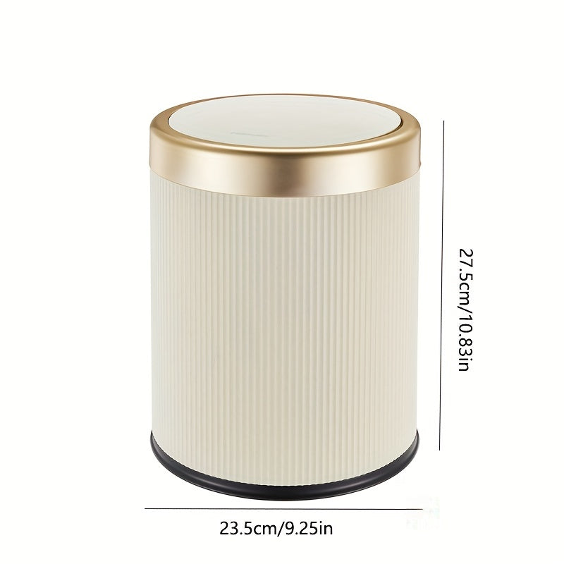 Luxury Oval Trash Can | Press-Top Waste Bin with Dual Inner Bucket – Kitchen, Home Organization