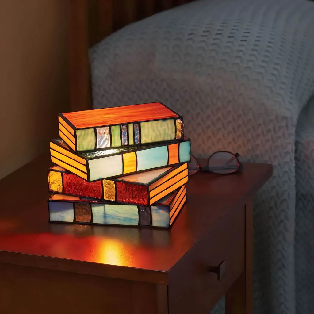Stained Glass Book Lamp | Handcrafted Art Lighting – Reading, Home Decor