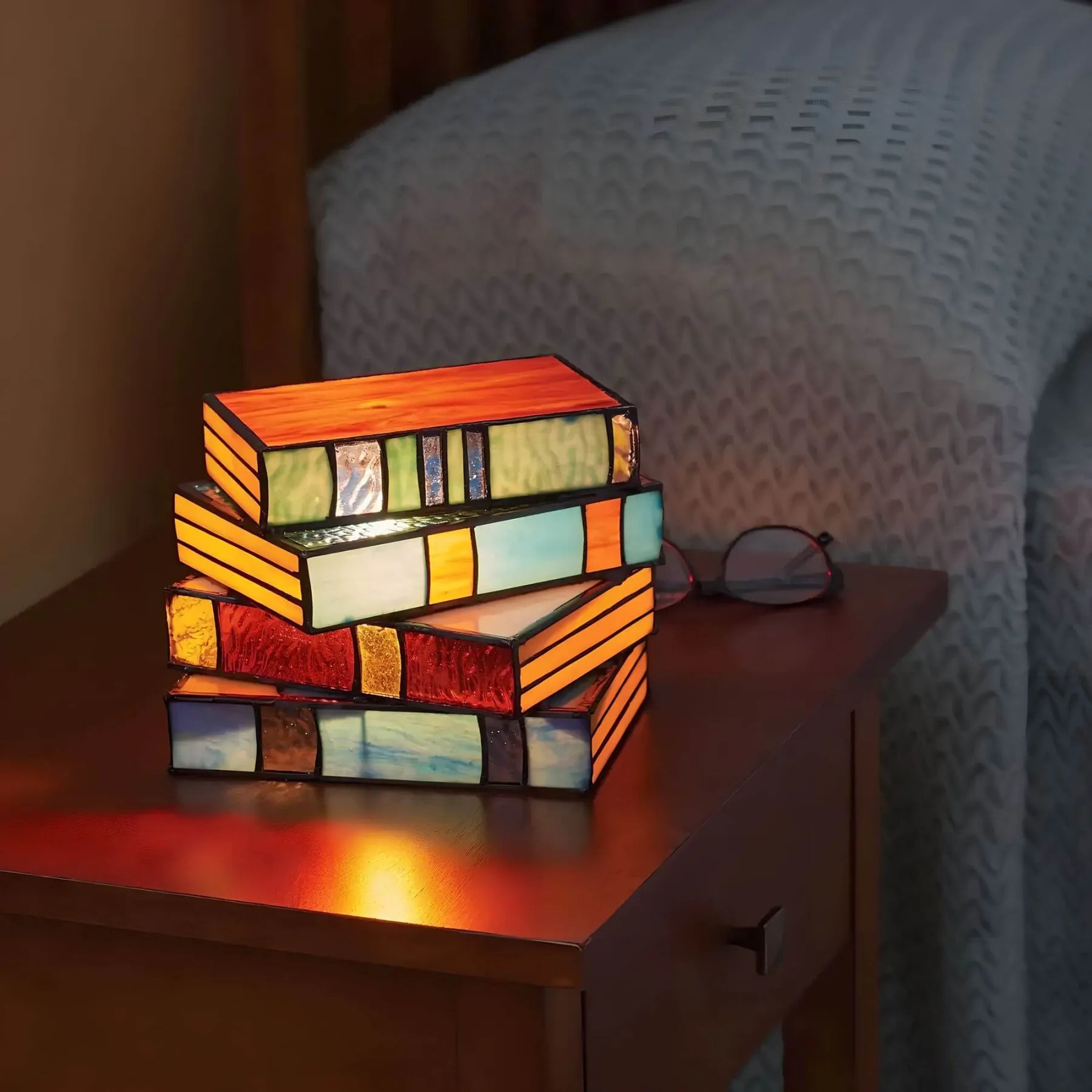Stained Glass Book Lamp | Handcrafted Art Lighting – Reading, Home Decor