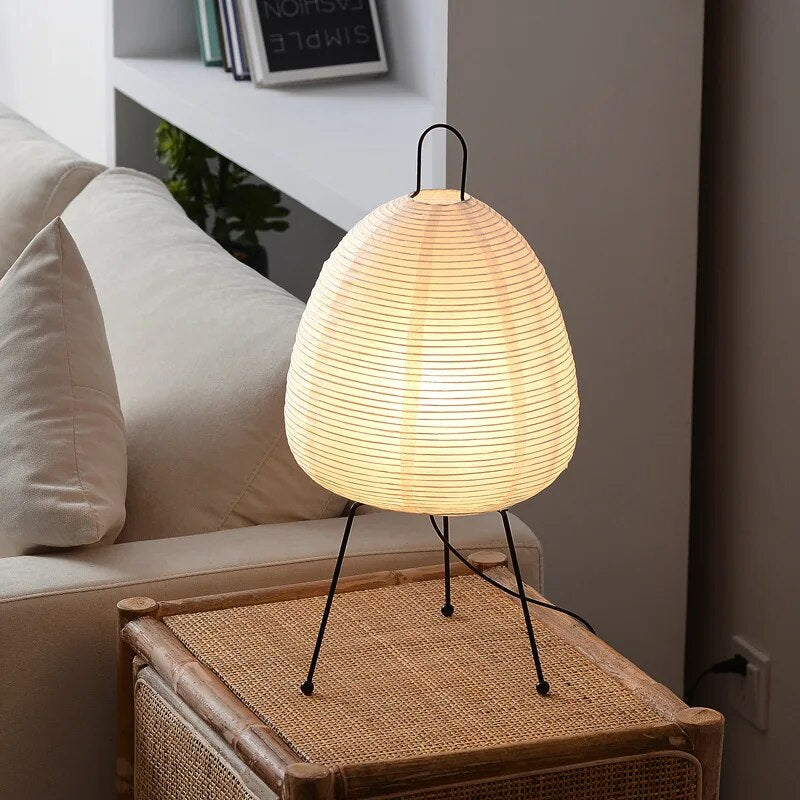 Japanese Rice Paper Table Lamp | Minimalist Design – Home Decor, Zen Lighting
